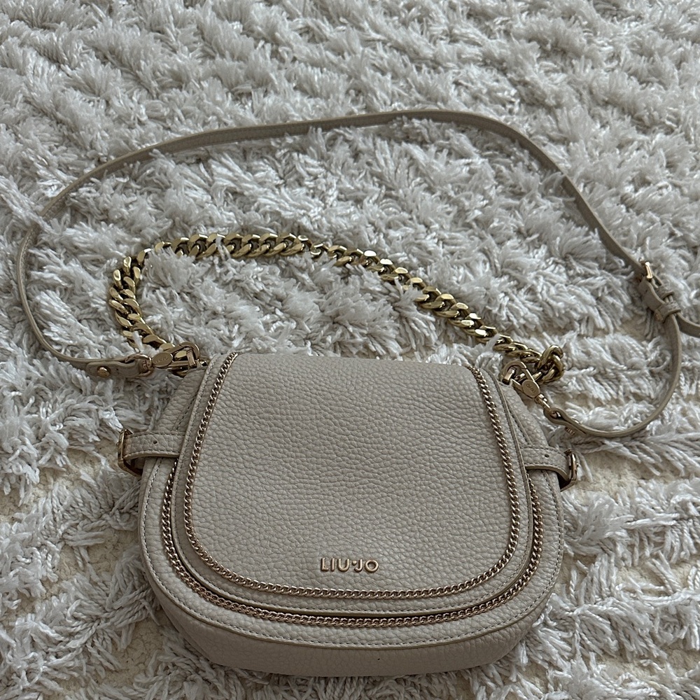 Liu Jo Cream Crossbody Bag with Gold Chain Detail